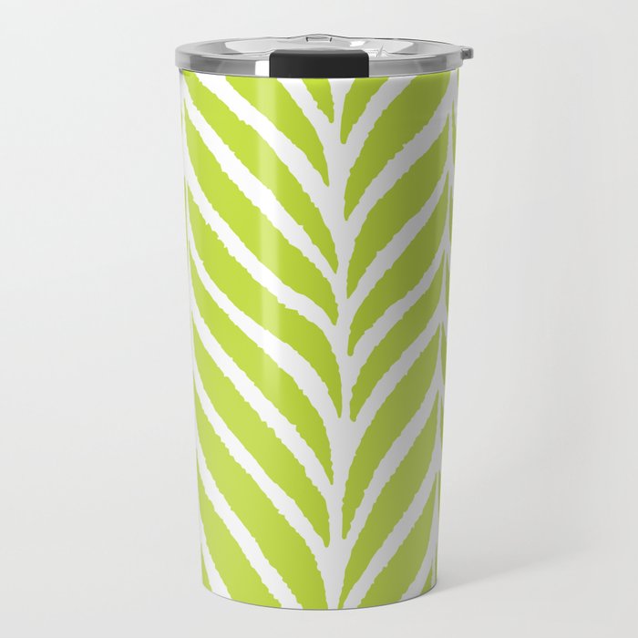 Palm Leaves Pattern Chartreuse Green Travel Mug Gallery Image 1