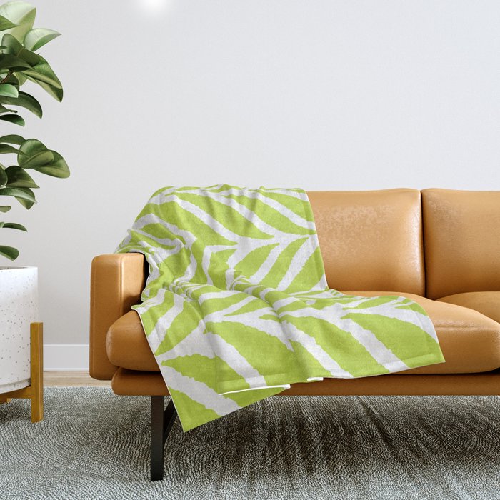 Palm Leaves Pattern Chartreuse Green Throw Blanket Gallery Image 1