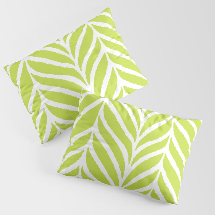 Palm Leaves Pattern Chartreuse Green Pillow Sham Gallery Image 3