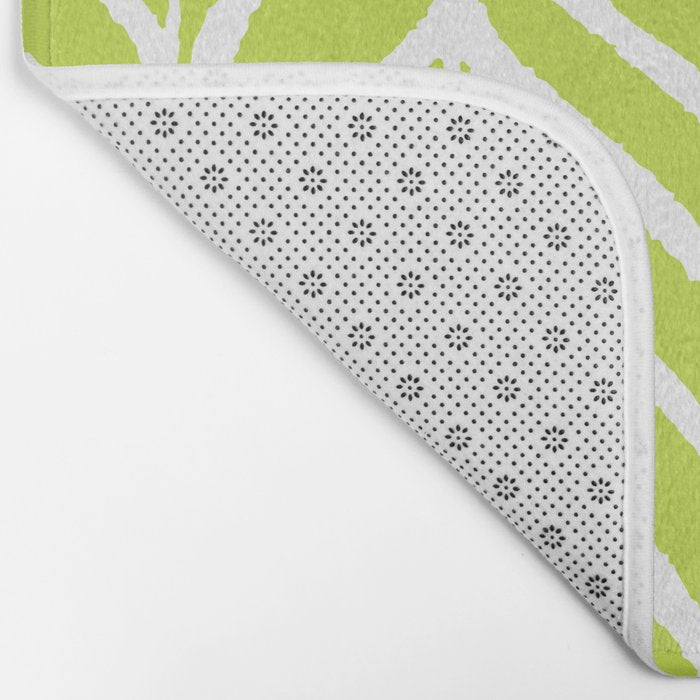 Palm Leaves Pattern Chartreuse Green Bath Mat Gallery Image 2