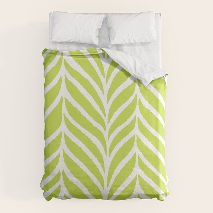 Palm Leaves Pattern Chartreuse Green Duvet Cover Gallery Image 6