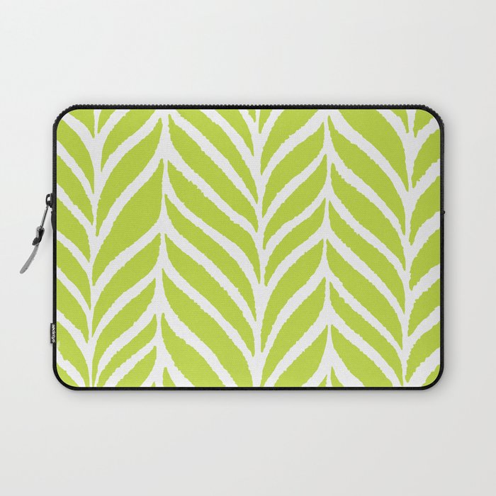 Palm Leaves Pattern Chartreuse Green Laptop Sleeve Gallery Image 1