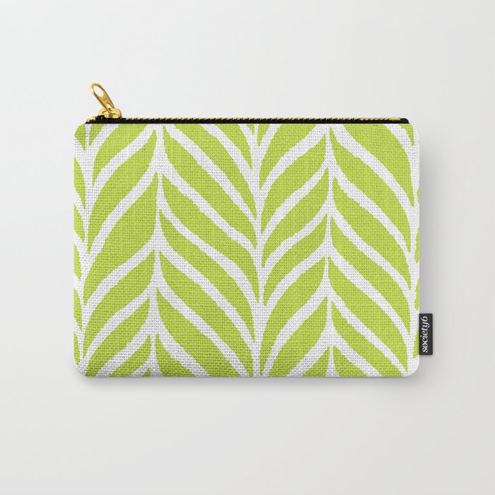 Palm Leaves Pattern Chartreuse Green Carry All Pouch Gallery Image 1