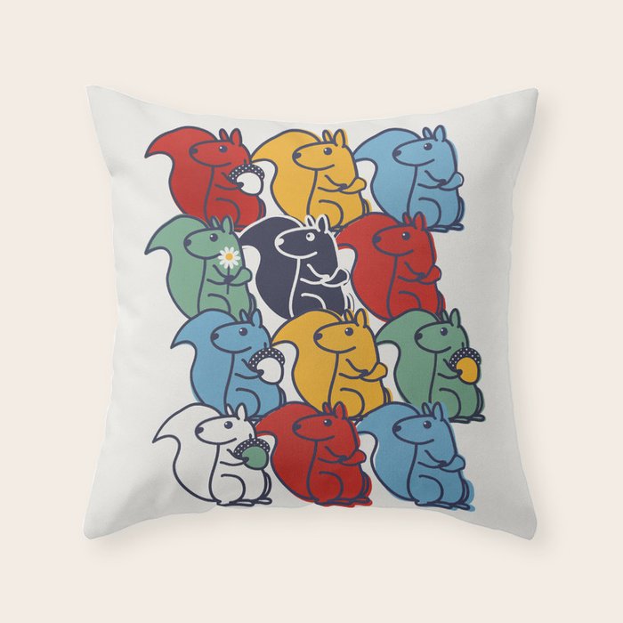 Colorful Squirrels Throw Pillow Gallery Image 6