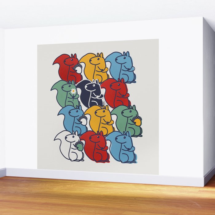Colorful Squirrels Wall Mural Gallery Image 2