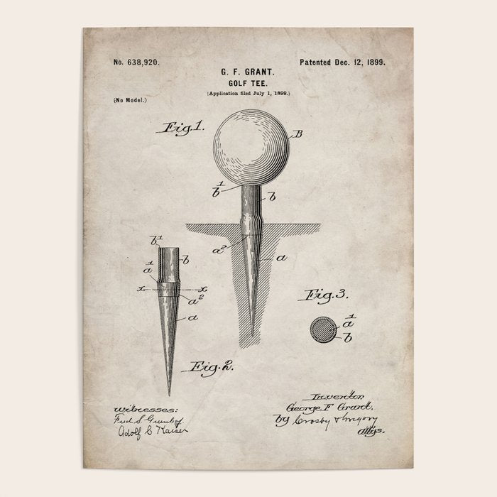 Golf Tee Patent - Golfing Tee Art - Antique Poster Gallery Image 4