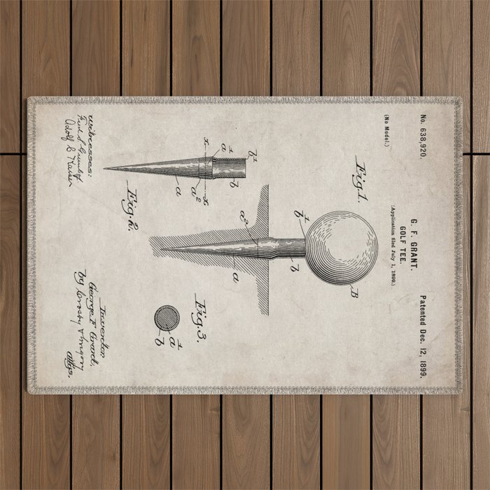 Golf Tee Patent - Golfing Tee Art - Antique Outdoor Rug Gallery Image 1