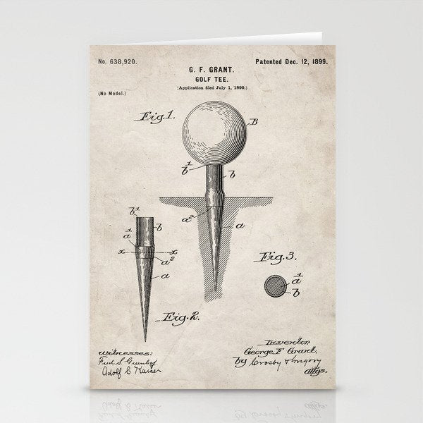 Golf Tee Patent - Golfing Tee Art - Antique Stationery Card Gallery Image 2