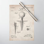 Golf Tee Patent - Golfing Tee Art - Antique Wrapping Paper Gallery Image 1