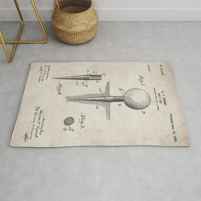 Golf Tee Patent - Golfing Tee Art - Antique Rug Gallery Image 1