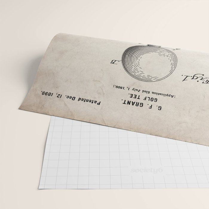 Golf Tee Patent - Golfing Tee Art - Antique Wrapping Paper Gallery Image 2
