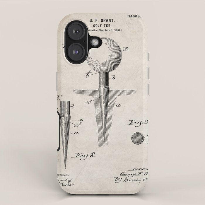 Golf Tee Patent - Golfing Tee Art - Antique iPhone Case Gallery Image 1