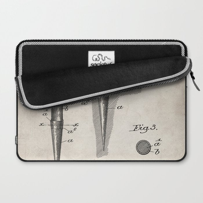 Golf Tee Patent - Golfing Tee Art - Antique Laptop Sleeve Gallery Image 2