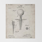 Golf Tee Patent - Golfing Tee Art - Antique Throw Blanket Gallery Image 2