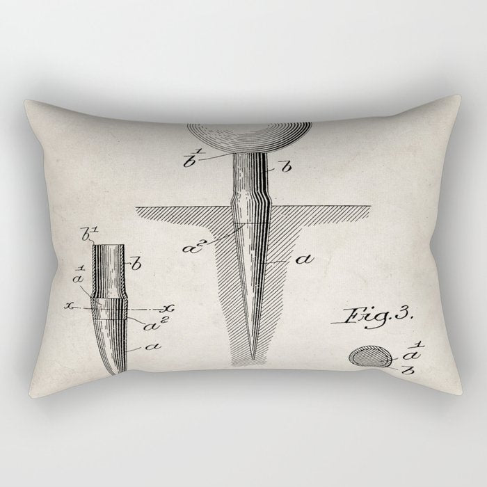 Golf Tee Patent - Golfing Tee Art - Antique Rectangular Pillow Gallery Image 1