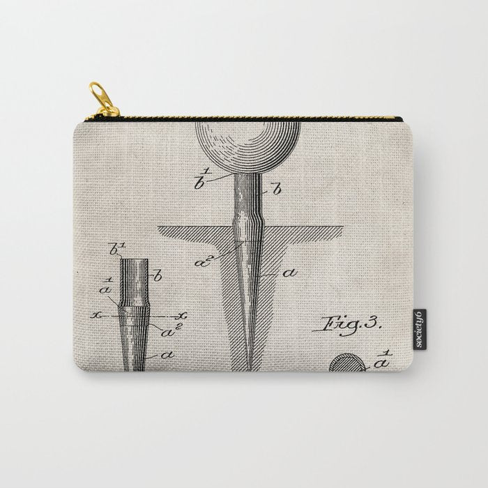 Golf Tee Patent - Golfing Tee Art - Antique Carry All Pouch Gallery Image 1