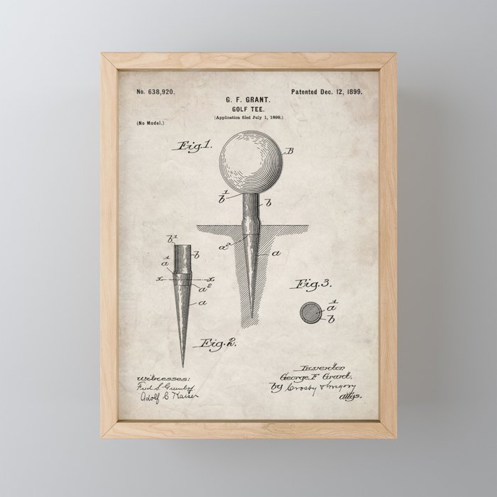 Golf Tee Patent - Golfing Tee Art - Antique Mini Art Print Gallery Image 1