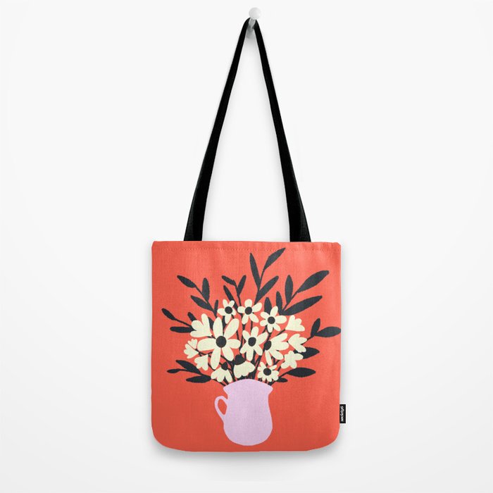 Retro 70s Spooky Flower Vase Tote Bag Gallery Image 2