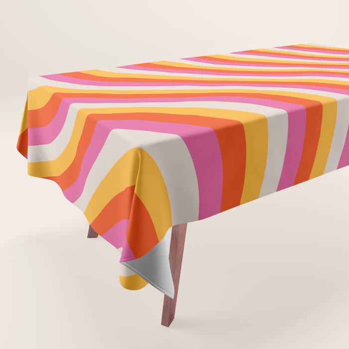 Wavy Retro Stripes Tablecloth Gallery Image 1