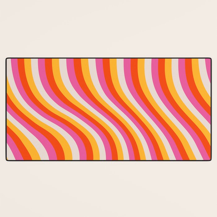 Wavy Retro Stripes Desk Mat Gallery Image 3