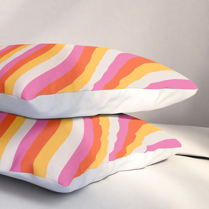 Wavy Retro Stripes Pillow Sham Gallery Image 3