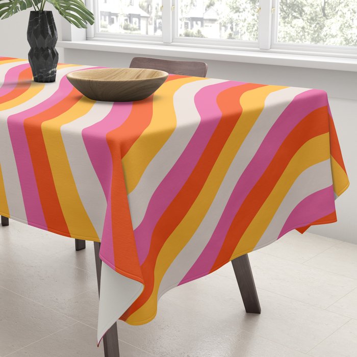Wavy Retro Stripes Tablecloth Gallery Image 3