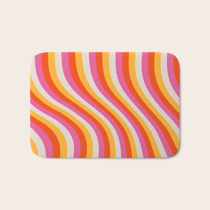 Wavy Retro Stripes Bath Mat Gallery Image 1