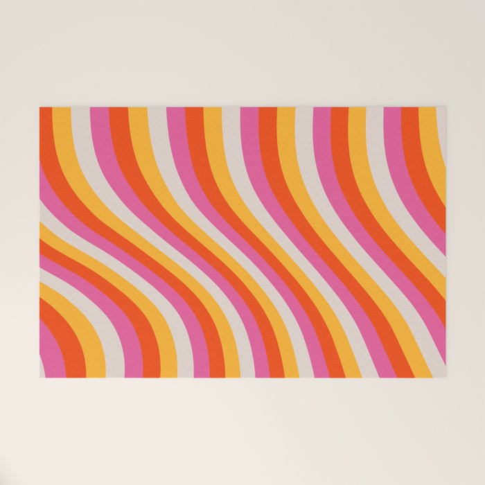 Wavy Retro Stripes Welcome Mat Gallery Image 1