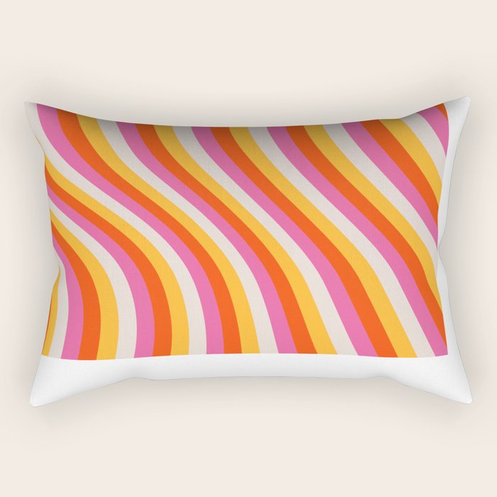 Wavy Retro Stripes Rectangular Pillow Gallery Image 2