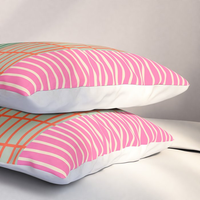 Mid Century Finnish Patchwork Abstract Stripe Pattern Pillow Sham Gallery Image 3