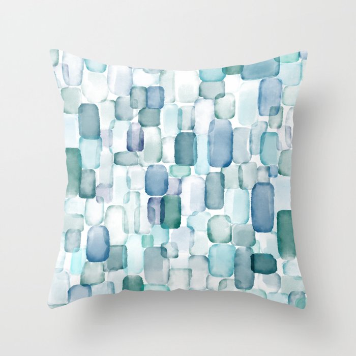 Sea Glass Watercolor Throw Pillow Gallery Image 1