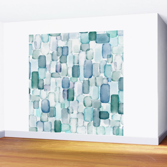 Sea Glass Watercolor Wall Mural Gallery Image 2