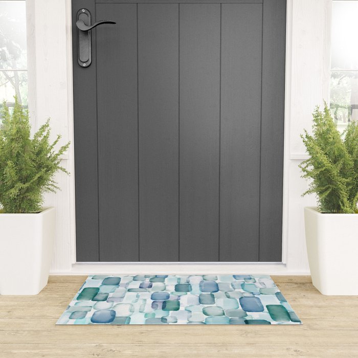 Sea Glass Watercolor Welcome Mat Gallery Image 3