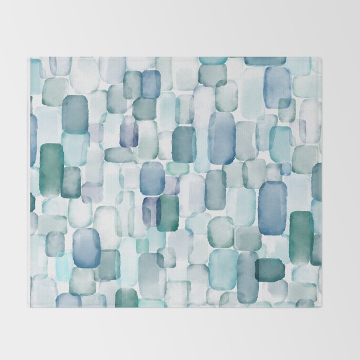 Sea Glass Watercolor Throw Blanket Gallery Image 2