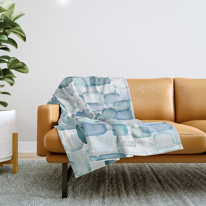 Sea Glass Watercolor Throw Blanket Gallery Image 1