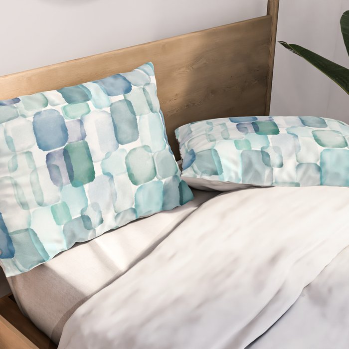 Sea Glass Watercolor Pillow Sham Gallery Image 2