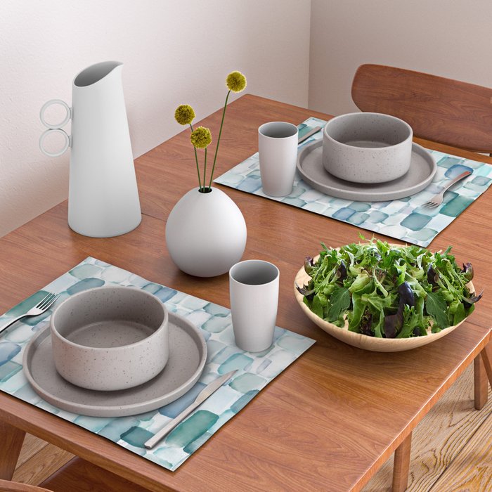 Sea Glass Watercolor Placemat Gallery Image 2