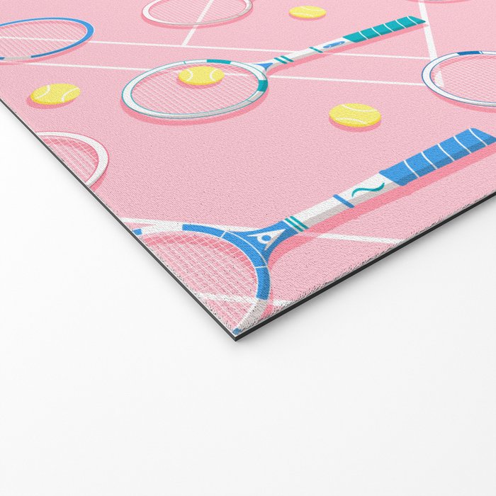 Collection of Retro Tennis Racquets on Pink Welcome Mat Gallery Image 2