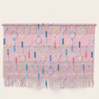 Collection of Retro Tennis Racquets on Pink Wall Hanging Gallery Image 1