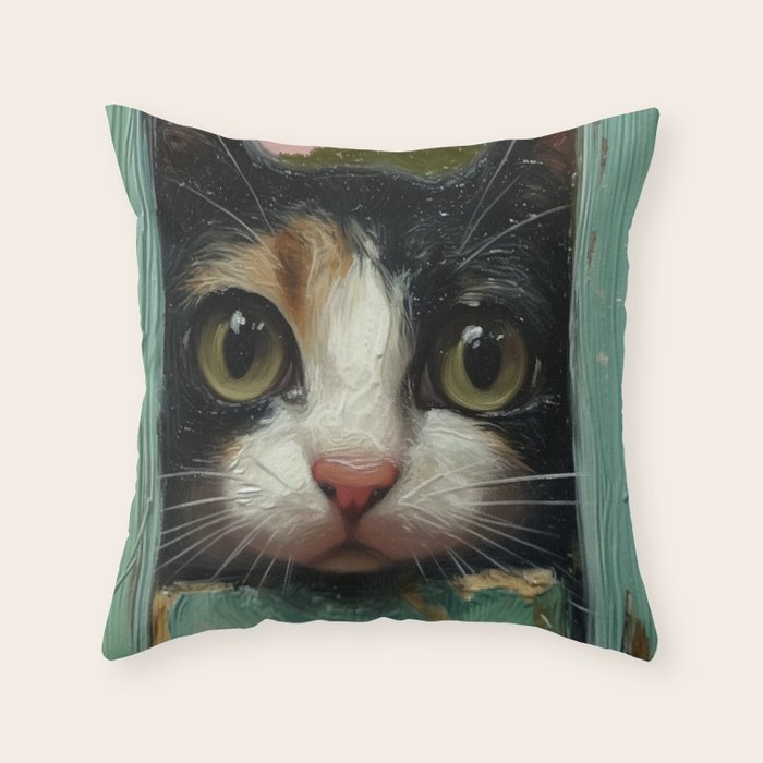 Peeping Throw Pillow Gallery Image 1