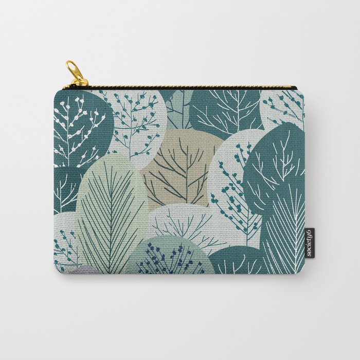 Forest Woodland Trees, Green, Floral Prints Carry All Pouch Gallery Image 1