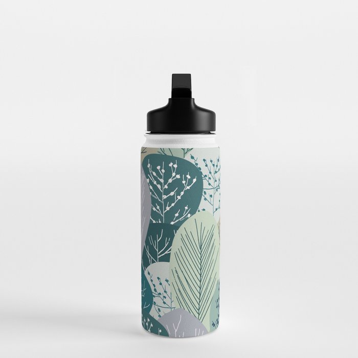 Forest Woodland Trees, Green, Floral Prints Water Bottle Gallery Image 3