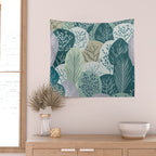 Forest Woodland Trees, Green, Floral Prints Wall Tapestry Gallery Image 2
