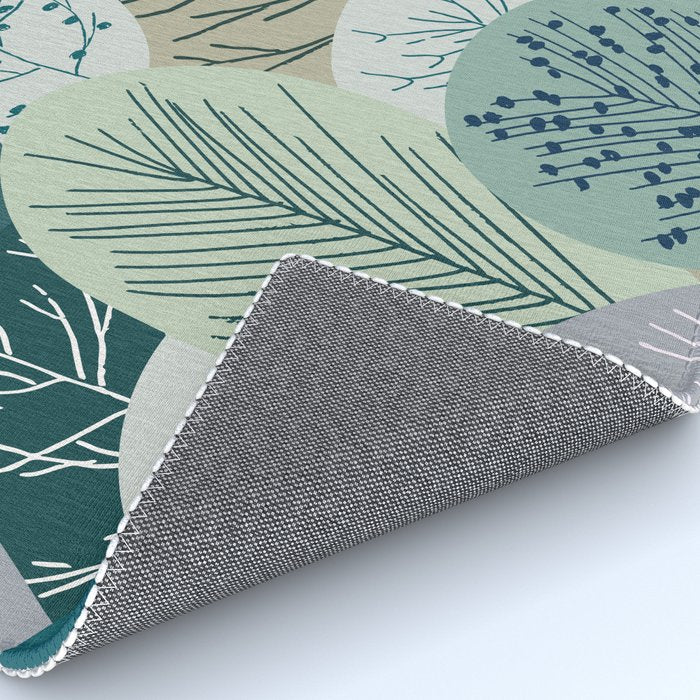 Forest Woodland Trees, Green, Floral Prints Rug Gallery Image 4