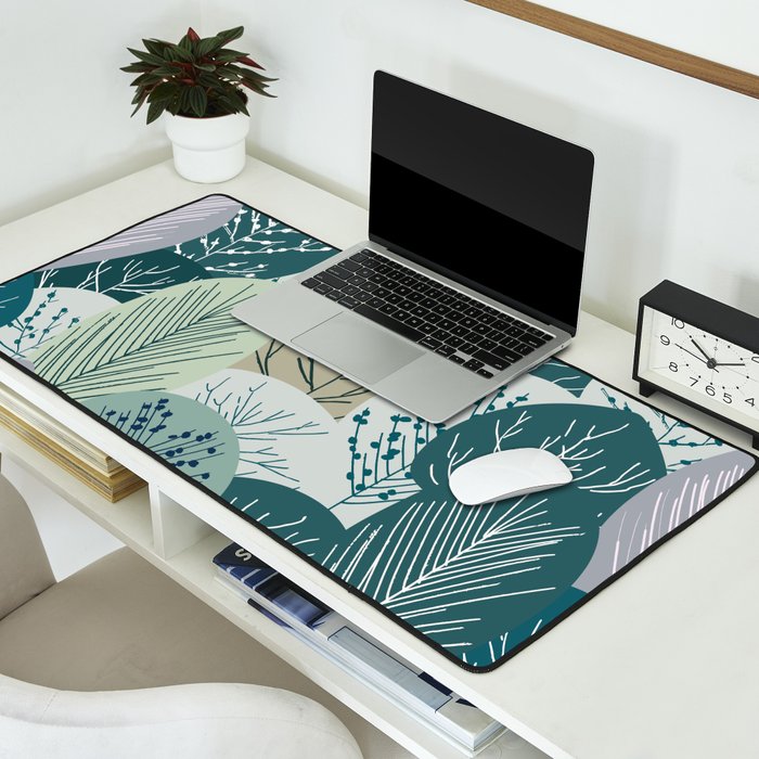 Forest Woodland Trees, Green, Floral Prints Desk Mat Gallery Image 2
