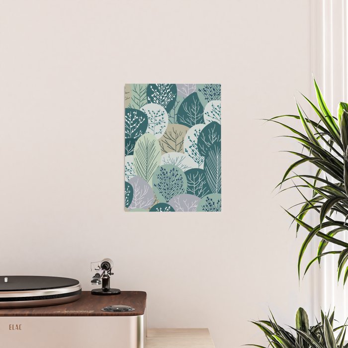 Forest Woodland Trees, Green, Floral Prints Poster Gallery Image 2