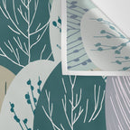 Forest Woodland Trees, Green, Floral Prints Wall Tapestry Gallery Image 3