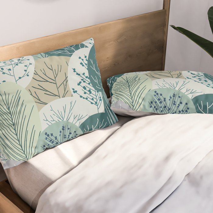 Forest Woodland Trees, Green, Floral Prints Pillow Sham Gallery Image 2