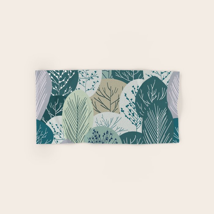Forest Woodland Trees, Green, Floral Prints Bath Towel Gallery Image 1