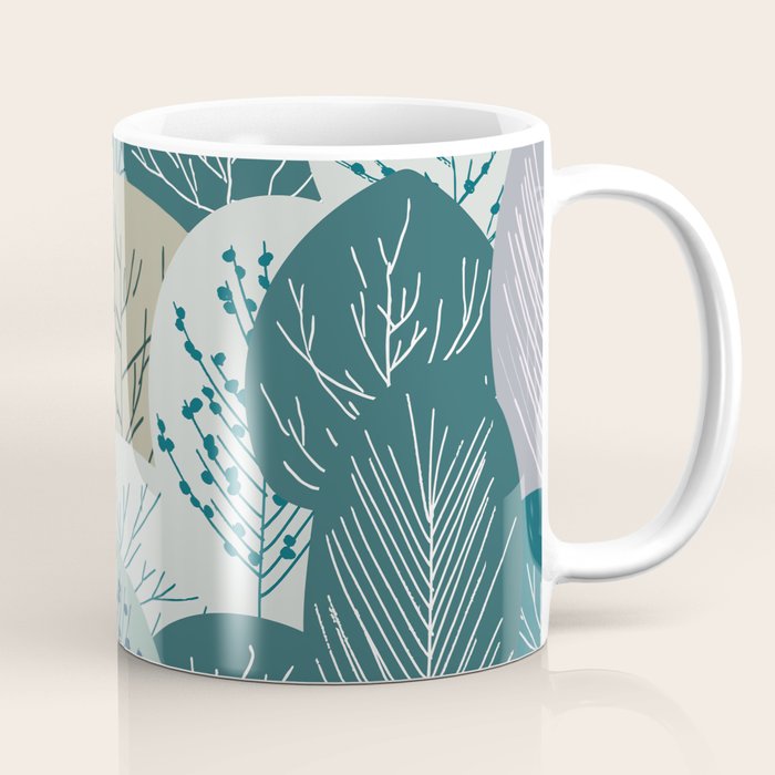 Forest Woodland Trees, Green, Floral Prints Coffee Mug Gallery Image 1